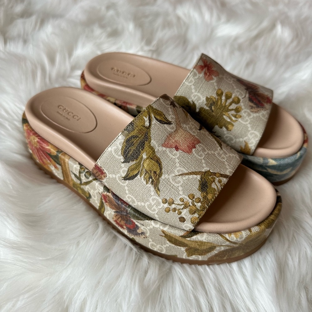 GUCCI Floral Slide Sandals
